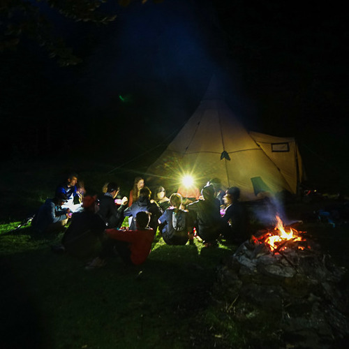 photo d'un groupe lors d'un séjour itinérant en bivouac